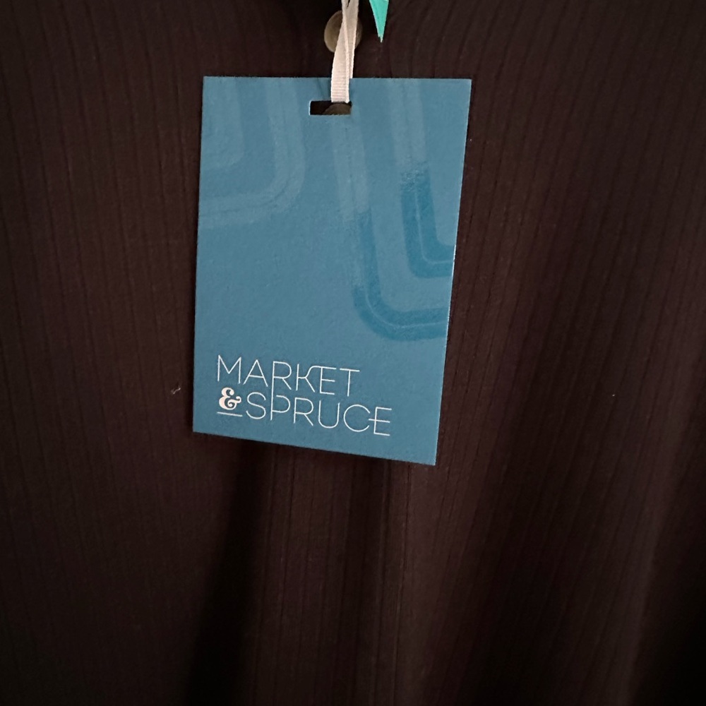 NWT Market & Spruce Ribbed Black Short Sleeve Henley Shirt - Picture 5 of 8